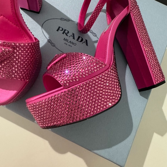 Prada Women's Pink Embellished Heels - Picture 5 of 12
